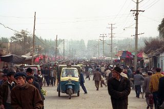 41 Kashgar Busy Street On The Way To Sunday Market 1993